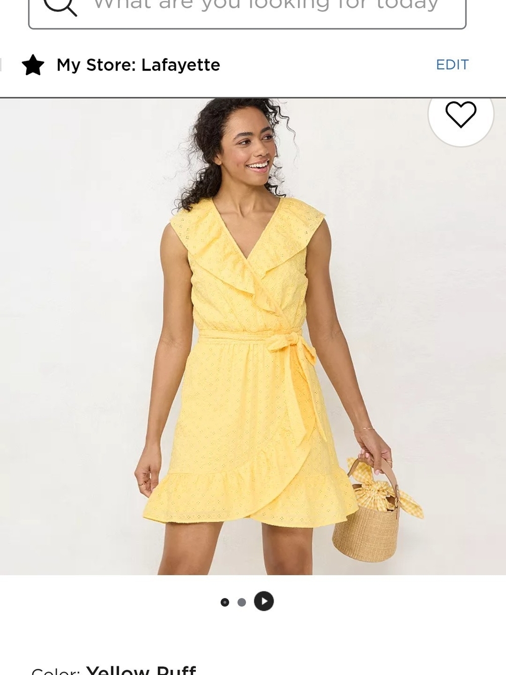 LC Lauren Conrad Yellow Ruffle Wrap Mini Dress